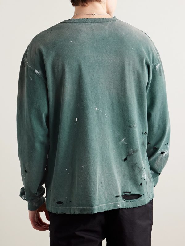 Savage Distressed Paint-Splattered Cotton-Jersey T-Shirt - BK Savage Distressed Paint-Splattered Cotton-Jersey T-Shirt - BK
