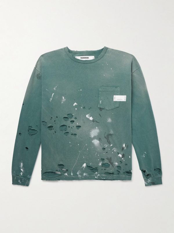 Savage Distressed Paint-Splattered Cotton-Jersey T-Shirt Savage Distressed Paint-Splattered Cotton-Jersey T-Shirt