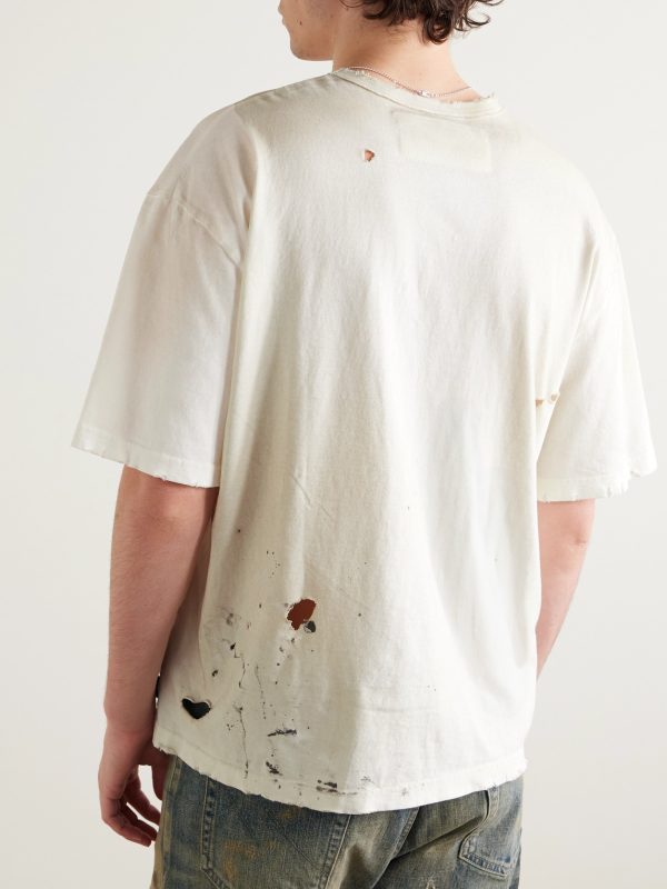 Savage Distressed Paint-Splattered Cotton-Jersey T-Shirt - BK Savage Distressed Paint-Splattered Cotton-Jersey T-Shirt - BK