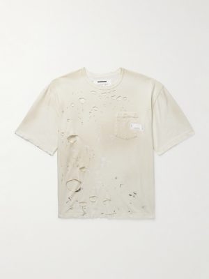 Savage Distressed Paint-Splattered Cotton-Jersey T-Shirt