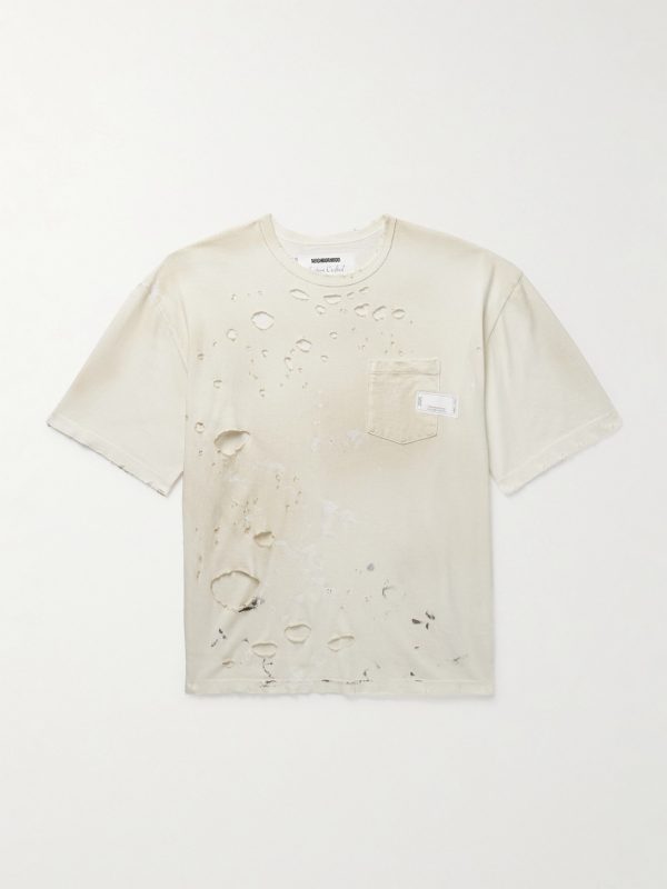 Savage Distressed Paint-Splattered Cotton-Jersey T-Shirt Savage Distressed Paint-Splattered Cotton-Jersey T-Shirt