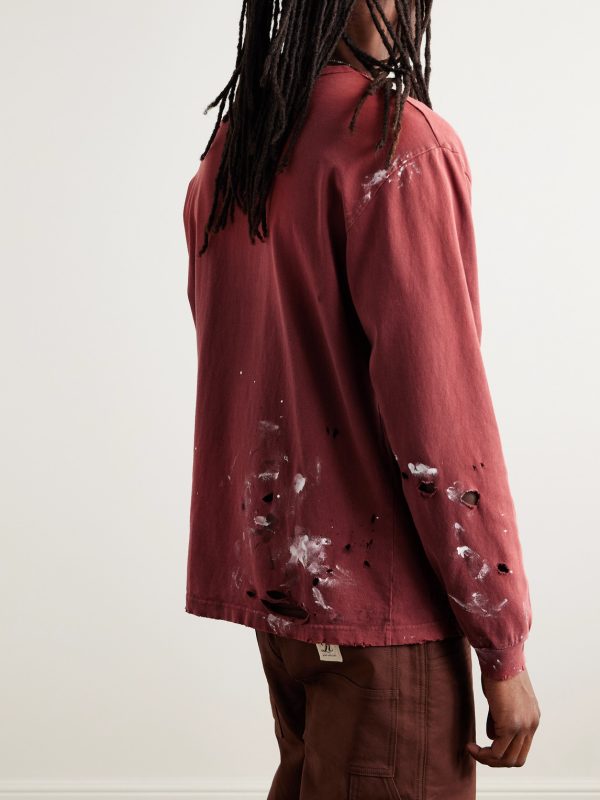 Savage Distressed Paint-Splattered Cotton-Jersey T-Shirt - BK Savage Distressed Paint-Splattered Cotton-Jersey T-Shirt - BK