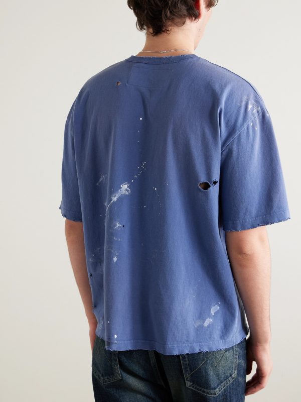Savage Distressed Paint-Splattered Cotton-Jersey T-Shirt - BK Savage Distressed Paint-Splattered Cotton-Jersey T-Shirt - BK