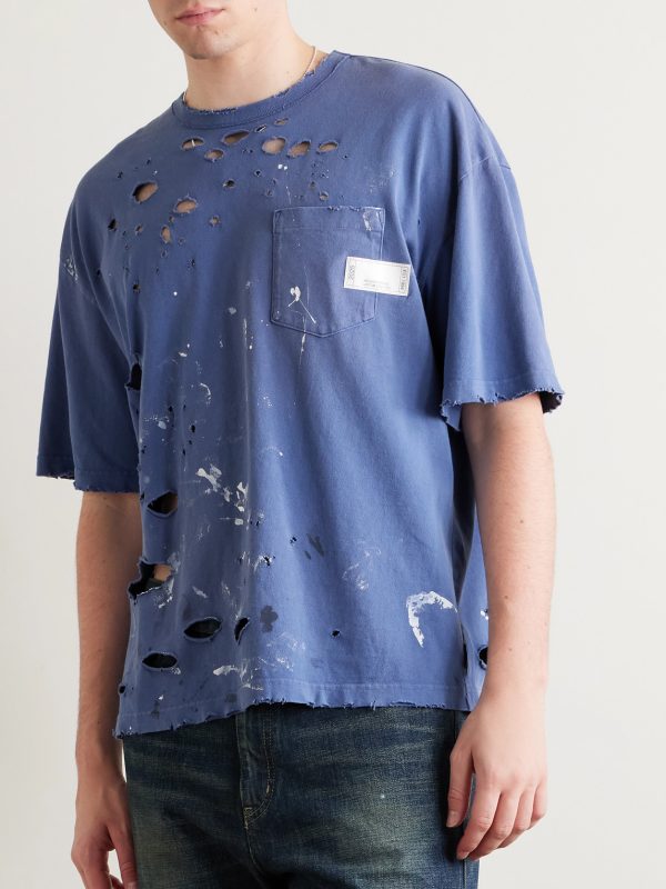 Savage Distressed Paint-Splattered Cotton-Jersey T-Shirt - FR Savage Distressed Paint-Splattered Cotton-Jersey T-Shirt - FR