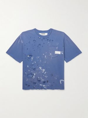 Savage Distressed Paint-Splattered Cotton-Jersey T-Shirt