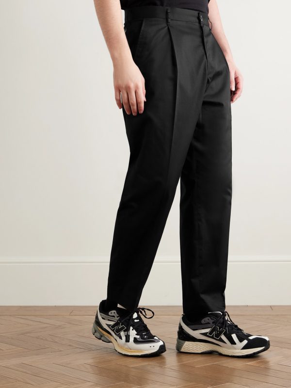 Tapered Pleated Cotton and Linen-Blend Twill Trousers - FR Tapered Pleated Cotton and Linen-Blend Twill Trousers - FR