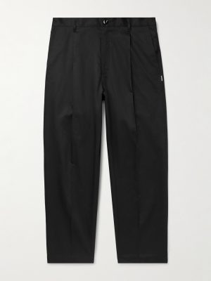 Tapered Pleated Cotton and Linen-Blend Twill Trousers