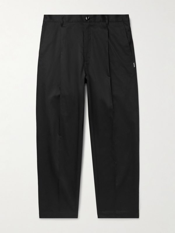 Tapered Pleated Cotton and Linen-Blend Twill Trousers Tapered Pleated Cotton and Linen-Blend Twill Trousers