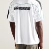 Game Appliquéd Logo-Print Striped Satin Polo Shirt - BK Game Appliquéd Logo-Print Striped Satin Polo Shirt - BK