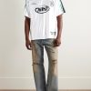Game Appliquéd Logo-Print Striped Satin Polo Shirt - OU Game Appliquéd Logo-Print Striped Satin Polo Shirt - OU