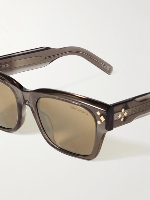 CD Diamond S2I Havana Geometric Acetate and Silver-Tone Sunglasses - CU CD Diamond S2I Havana Geometric Acetate and Silver-Tone Sunglasses - CU
