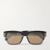 CD Diamond S2I Havana Geometric Acetate and Silver-Tone Sunglasses CD Diamond S2I Havana Geometric Acetate and Silver-Tone Sunglasses