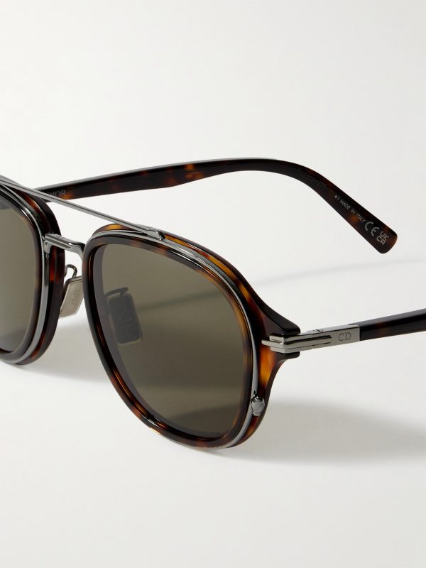DiorBlacksuit A4U Aviator-Style Tortoiseshell Acetate and Silver-Tone Sunglasses - CU