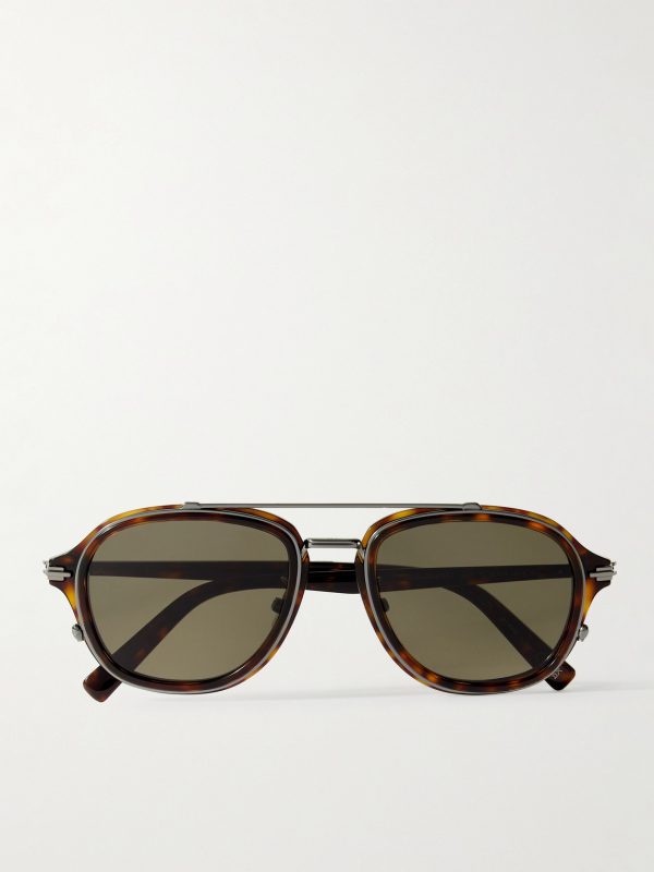 DiorBlacksuit A4U Aviator-Style Tortoiseshell Acetate and Silver-Tone Sunglasses