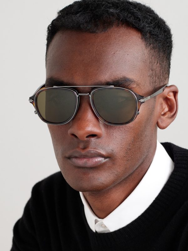 DiorBlacksuit A4U Aviator-Style Tortoiseshell Acetate and Silver-Tone Sunglasses - OU