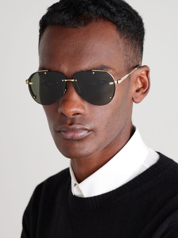 NeoDior A1U Aviator-Style Gold-Tone Sunglasses - OU NeoDior A1U Aviator-Style Gold-Tone Sunglasses - OU