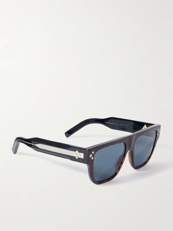 CD Diamond S6I Havana Square Acetate Sunglasses - FR CD Diamond S6I Havana Square Acetate Sunglasses - FR