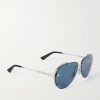 NeoDior A1U Aviator-Style Silver-Tone Sunglasses - FR