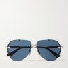 NeoDior A1U Aviator-Style Silver-Tone Sunglasses