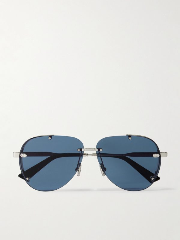 NeoDior A1U Aviator-Style Silver-Tone Sunglasses