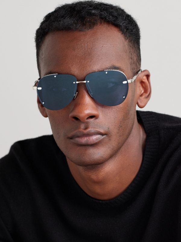 NeoDior A1U Aviator-Style Silver-Tone Sunglasses - OU