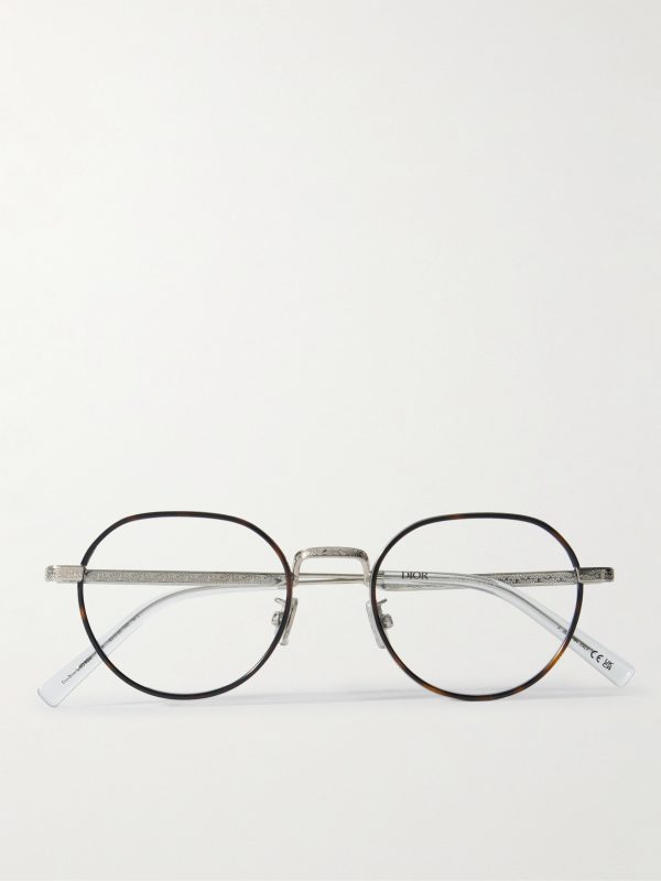 DiorBotanicaO R2U Havana Round-Frame Tortoiseshell Acetate and Silver-Tone Metal Optical Glasses