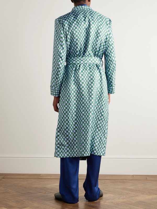Belted Printed Silk-Twill Robe - BK