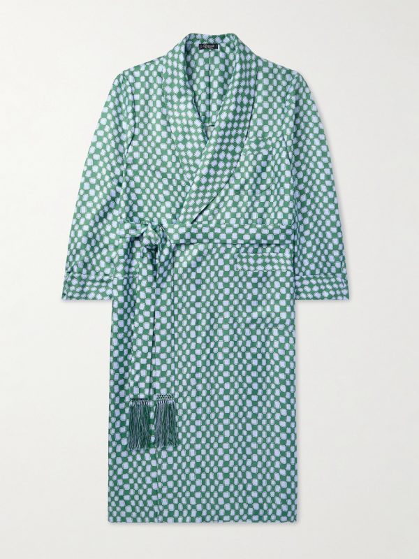 Belted Printed Silk-Twill Robe