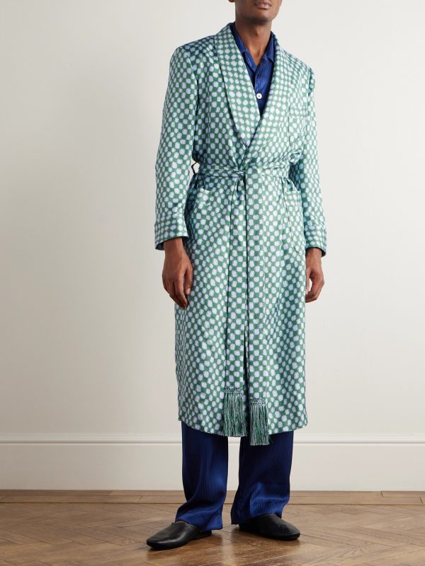 Belted Printed Silk-Twill Robe - OU