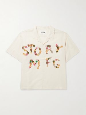 Greetings Camp-Collar Logo-Appliquéd Cotton and Linen-Blend Shirt Greetings Camp-Collar Logo-Appliquéd Cotton and Linen-Blend Shirt