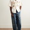 Greetings Camp-Collar Logo-Appliquéd Cotton and Linen-Blend Shirt - OU