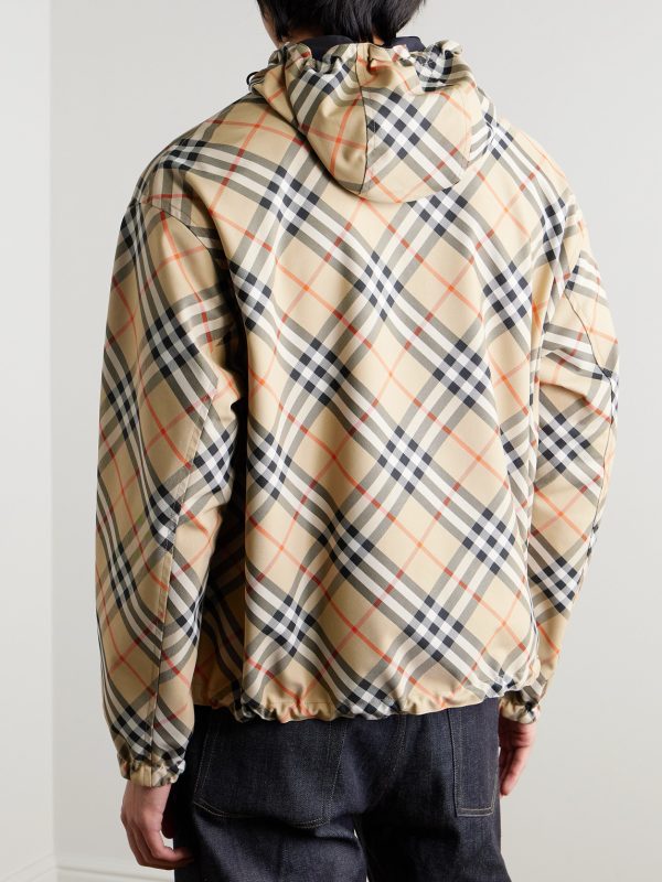 Reversible Checked Twill and Shell Hooded Jacket - BK Reversible Checked Twill and Shell Hooded Jacket - BK