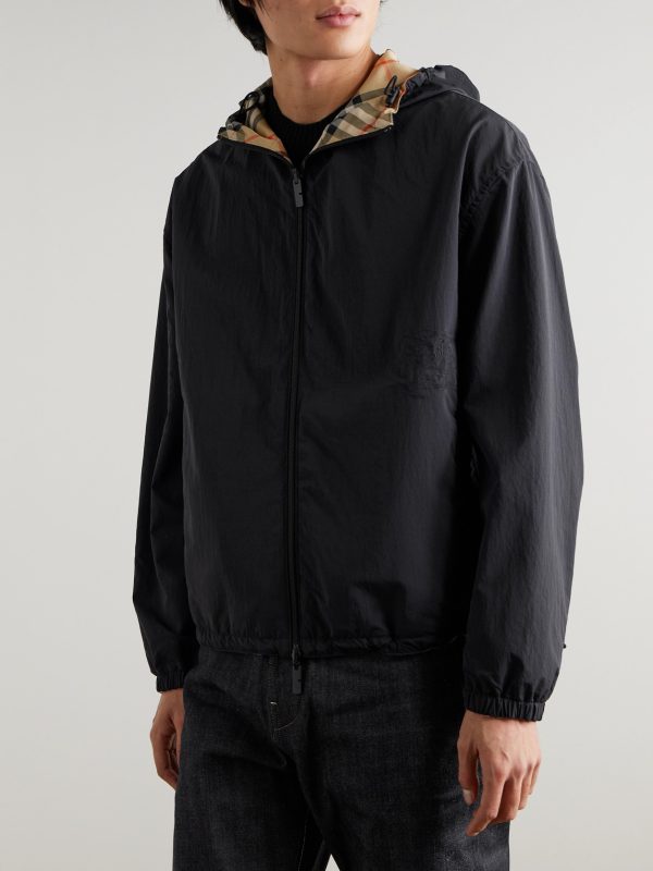 Reversible Checked Twill and Shell Hooded Jacket - FR Reversible Checked Twill and Shell Hooded Jacket - FR