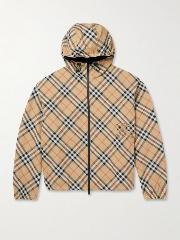 Reversible Checked Twill and Shell Hooded Jacket Reversible Checked Twill and Shell Hooded Jacket