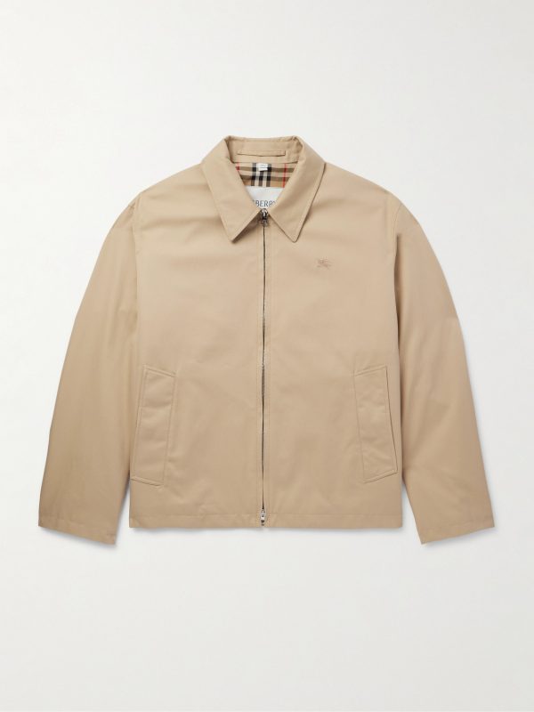 Logo-Embroidered Cotton-Gabardine Harrington Jacket Logo-Embroidered Cotton-Gabardine Harrington Jacket