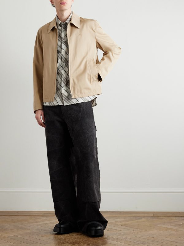 Logo-Embroidered Cotton-Gabardine Harrington Jacket - OU Logo-Embroidered Cotton-Gabardine Harrington Jacket - OU