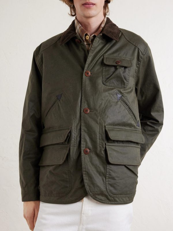 Polo Country Corduroy and Leather-Trimmed Waxed Cotton-Canvas Field Jacket - FR Polo Country Corduroy and Leather-Trimmed Waxed Cotton-Canvas Field Jacket - FR