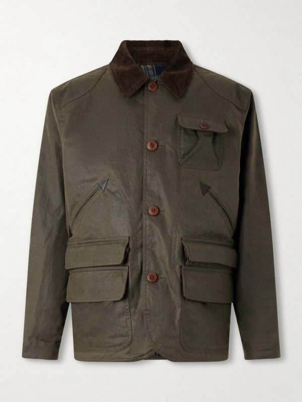 Polo Country Corduroy and Leather-Trimmed Waxed Cotton-Canvas Field Jacket Polo Country Corduroy and Leather-Trimmed Waxed Cotton-Canvas Field Jacket