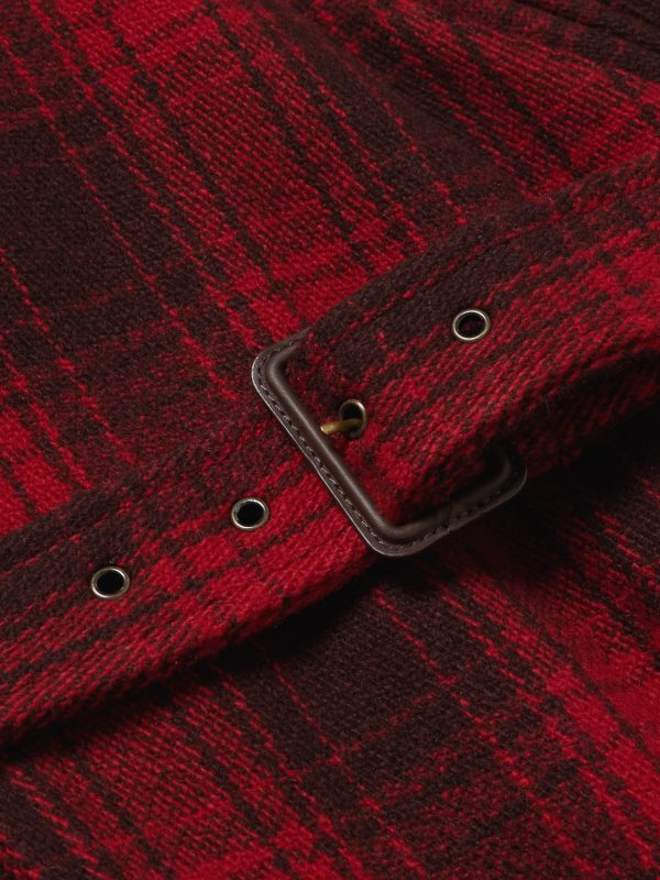 Polo Country Shawl-Collar Belted Checked Cotton Jacket - E1 Polo Country Shawl-Collar Belted Checked Cotton Jacket - E1
