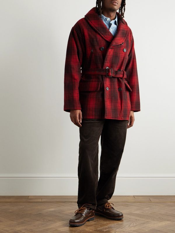 Polo Country Shawl-Collar Belted Checked Cotton Jacket - OU Polo Country Shawl-Collar Belted Checked Cotton Jacket - OU