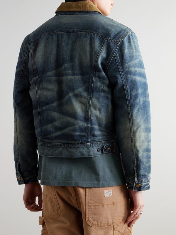 Polo Country Corduroy-Trimmed Denim Trucker Jacket - BK Polo Country Corduroy-Trimmed Denim Trucker Jacket - BK