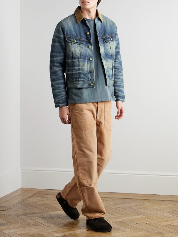 Polo Country Corduroy-Trimmed Denim Trucker Jacket - OU Polo Country Corduroy-Trimmed Denim Trucker Jacket - OU