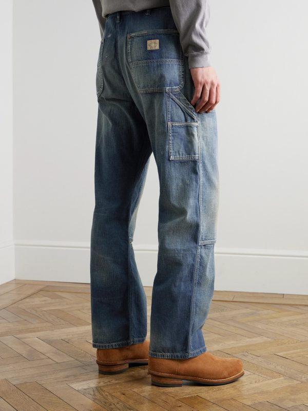Polo Country Slim-Fit Straight-Leg Distressed Panelled Jeans - BK Polo Country Slim-Fit Straight-Leg Distressed Panelled Jeans - BK