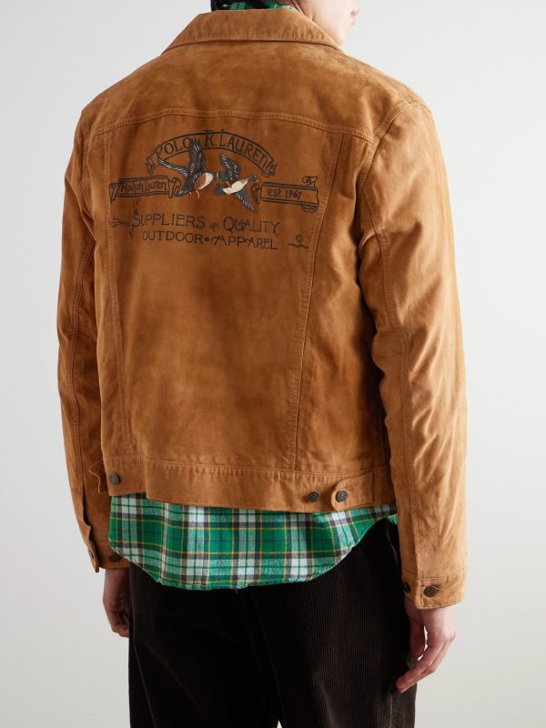 Polo Country Logo-Print Suede Jacket - BK