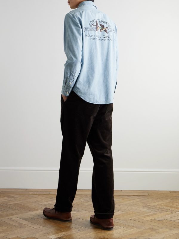 Polo Country Logo-Print Denim Shirt - OU Polo Country Logo-Print Denim Shirt - OU