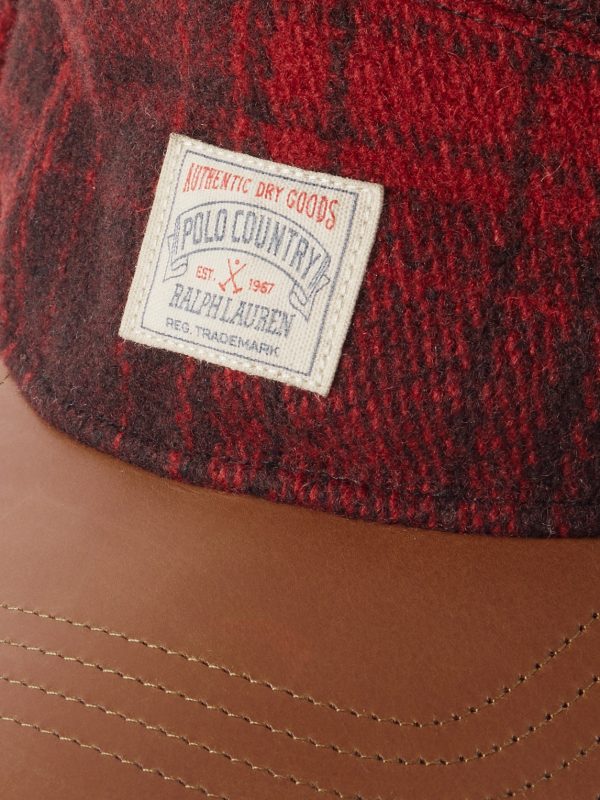 Polo Country Logo-Appliquéd Checked Leather-Trimmed Fleece and Wool Hat - CU