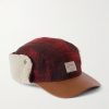 Polo Country Logo-Appliquéd Checked Leather-Trimmed Fleece and Wool Hat