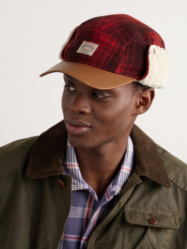 Polo Country Logo-Appliquéd Checked Leather-Trimmed Fleece and Wool Hat - OU
