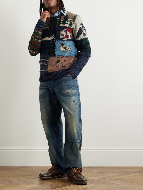 Polo Country Patchwork Jacquard-Knit Wool and Cashmere-Blend Sweater - OU