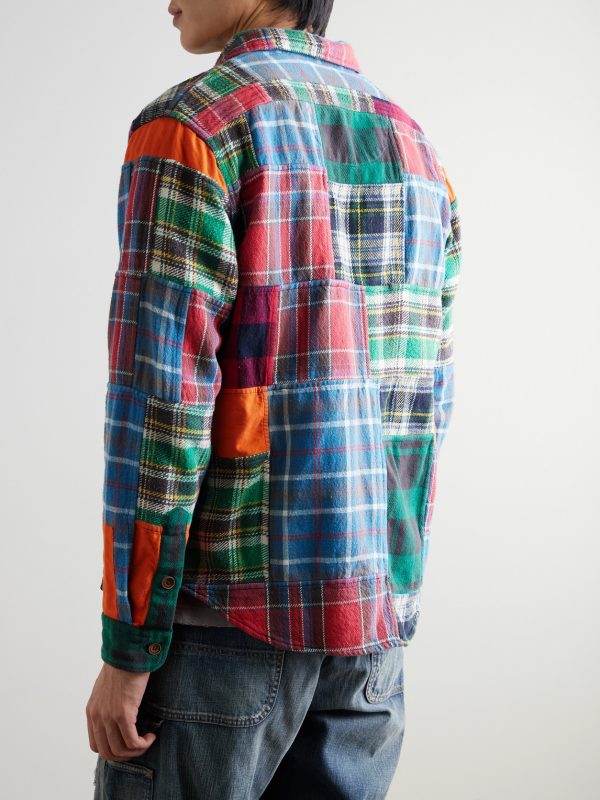 Polo Country Checked Patchwork Cotton-Flannel Shirt - BK Polo Country Checked Patchwork Cotton-Flannel Shirt - BK